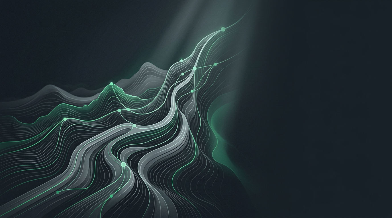 Abstract topographic contour landscape built from data lines illustrating link building for saas: the pipeline playbook